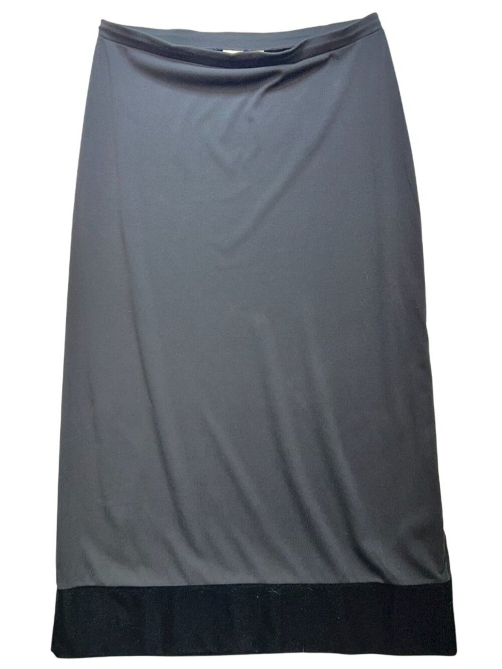 Merona Women's Pull On Maxi Skirt Stretch Size XL Gray Black Velvet Hem Trim